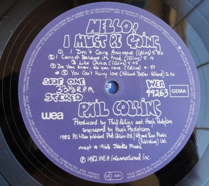 Phil Collins : Hello, I Must Be Going! (LP, Album, Gat)