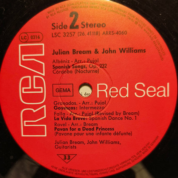 Julian Bream & John Williams (7) - Lawes* • Carulli* • Sor* • Albéniz* • Granados* • De Falla* • Ravel* : Julian Bream & John Williams (LP, Album)