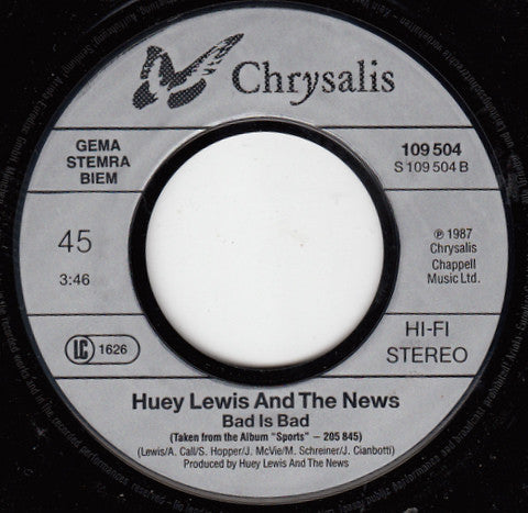 Huey Lewis & The News : Doing It All For My Baby (7", Single)