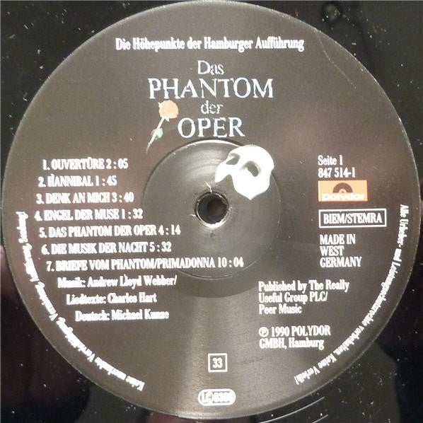 Various : Das Phantom Der Oper (Die Höhepunkte Der Hamburger Aufführung) (LP, Album)