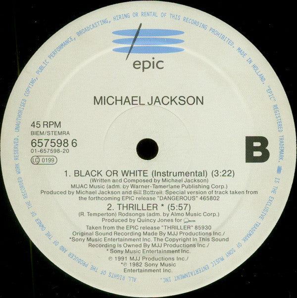 Michael Jackson : Black Or White (12")