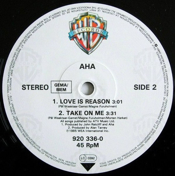 a-ha : Take On Me (Extended Version) (12")