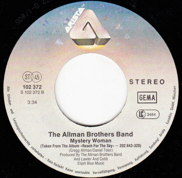 The Allman Brothers Band : Angeline (7", Single)