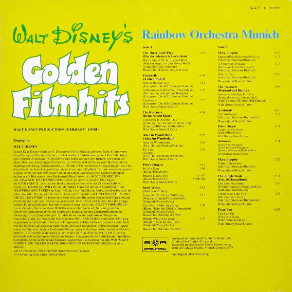 Rainbow Orchestra Munich : Walt Disney's Golden Filmhits (LP, Club)