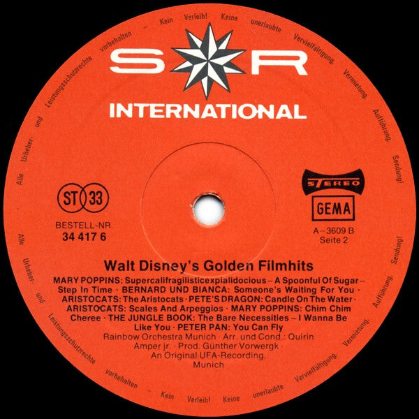 Rainbow Orchestra Munich : Walt Disney's Golden Filmhits (LP, Club)