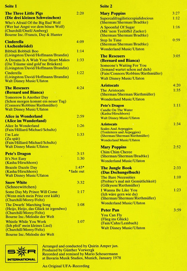 Rainbow Orchestra Munich : Walt Disney's Golden Filmhits (LP, Club)