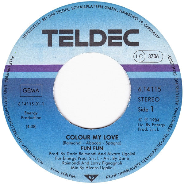 Fun Fun : Colour My Love (7", Single)