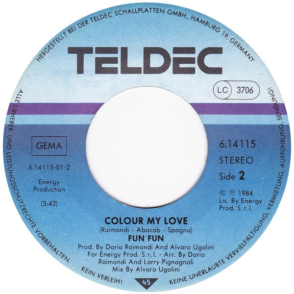 Fun Fun : Colour My Love (7", Single)