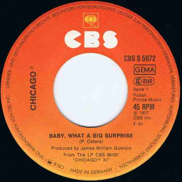 Chicago (2) : Baby, What A Big Surprise (7", Single)