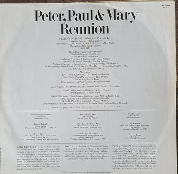 Peter, Paul & Mary : Reunion (LP, Album)