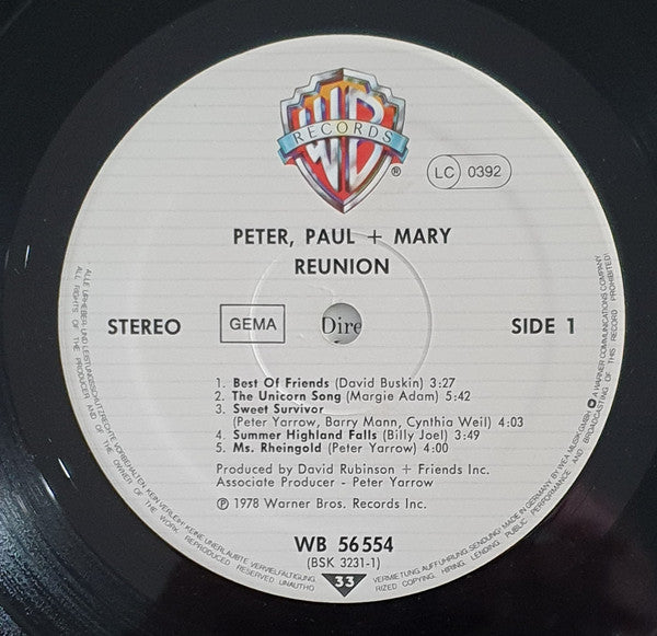 Peter, Paul & Mary : Reunion (LP, Album)