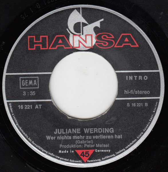 Juliane Werding : Wenn Du Denkst Du Denkst Dann Denkst Du Nur Du Denkst (7", Single)