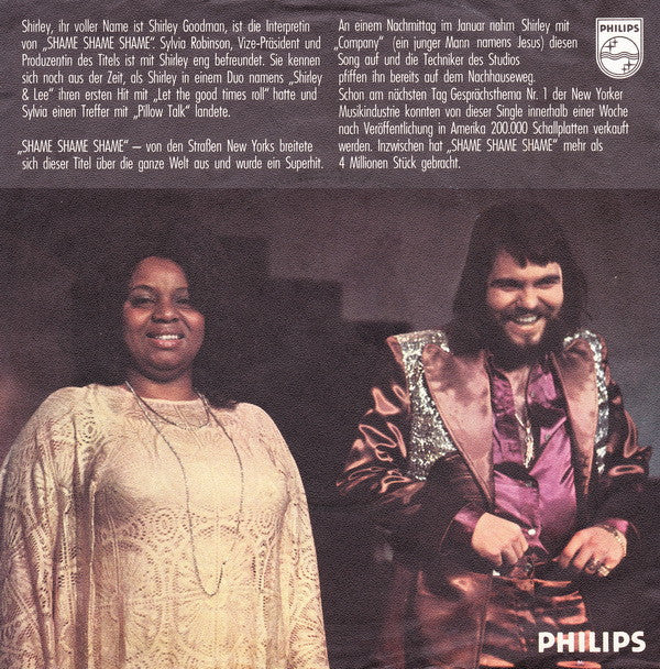 Shirley (And Company)* : Shame, Shame, Shame (Original-Version) (7", Single)