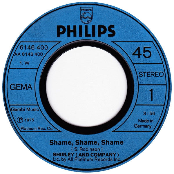 Shirley (And Company)* : Shame, Shame, Shame (Original-Version) (7", Single)