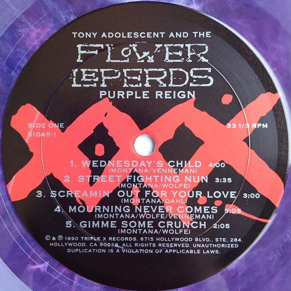 Tony Adolescent And The Flower Leperds* : Purple Reign (LP, Album, Ltd, Num, Pur)
