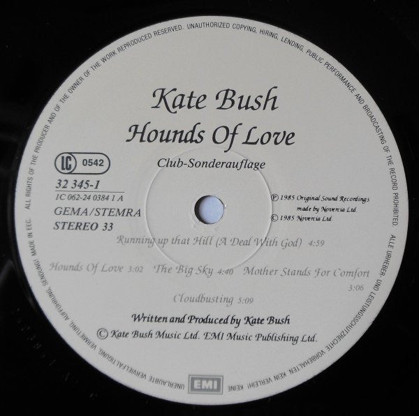 Kate Bush : Hounds Of Love (LP, Album, Club)