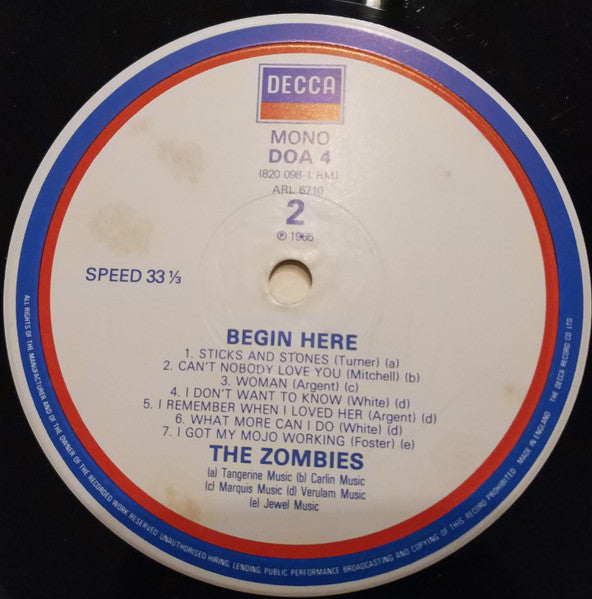 The Zombies : Begin Here (LP, Album, Mono, RE)