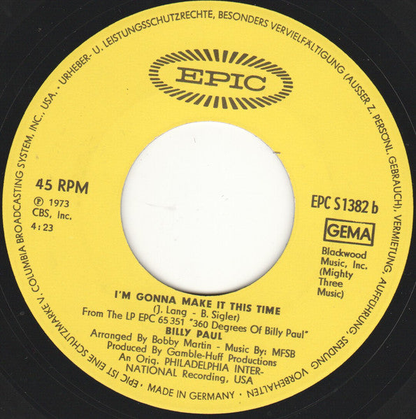 Billy Paul : Am I Black Enough For You (7", Single)