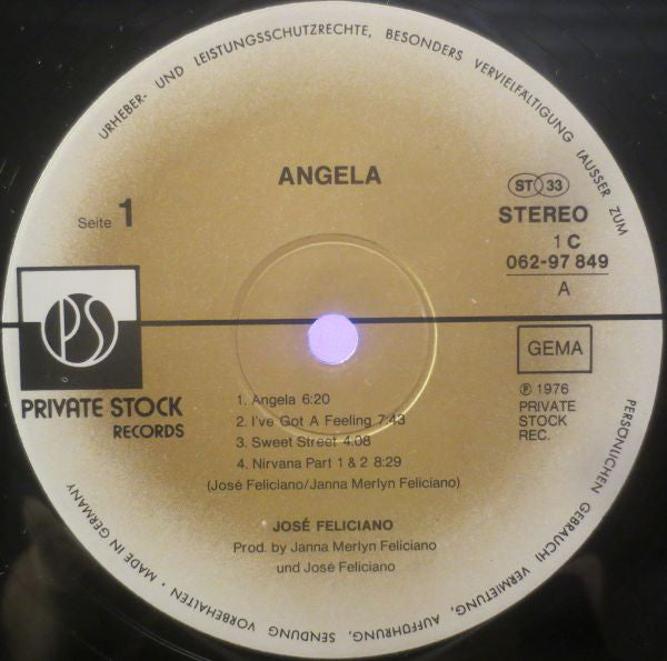 José Feliciano : Angela (LP, Album)