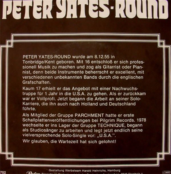 Peter Yates-Round : U.S.A. (7", Single)