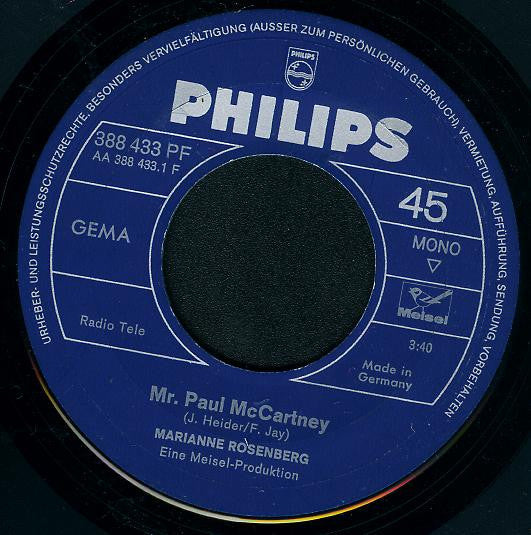 Marianne Rosenberg : Mr. Paul McCartney / Wer Liebe Sucht (7", Single, Mono)