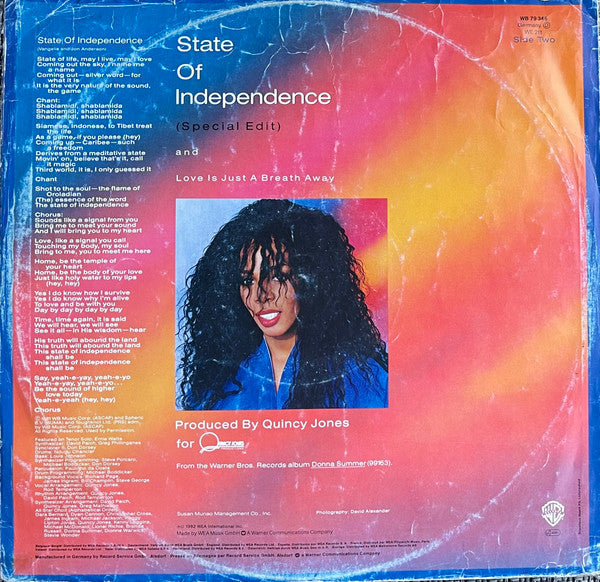 Donna Summer : State Of Independence (Long Version) (12", Ltd, RP)