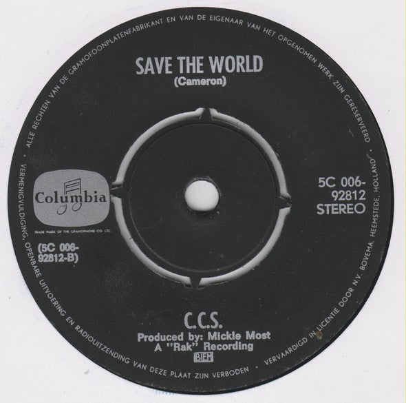 CCS : Tap Turns On The Water (7", Single, Ora)