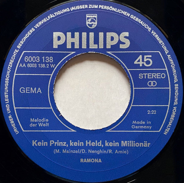 Ramona* : Jeder Ist Nur Eine Hälfte / Kein Prinz, Kein Held, Kein Millionär (7", Single)