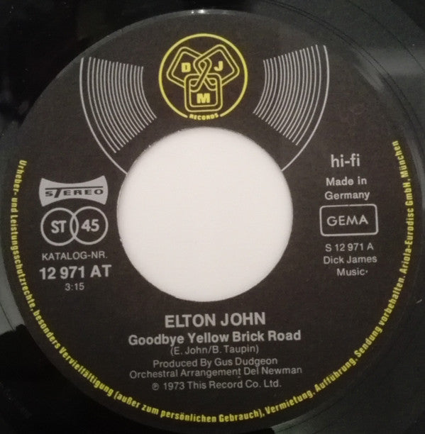 Elton John : Goodbye Yellow Brick Road / Screw You (7", Single)