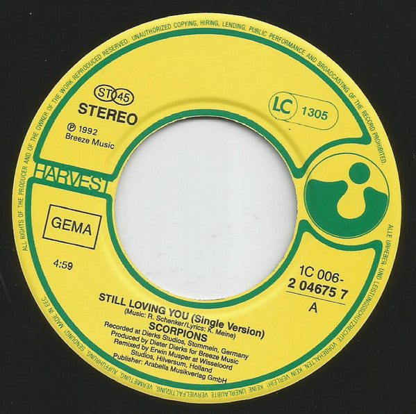 Scorpions : Still Loving You (Remix) (7", Single)