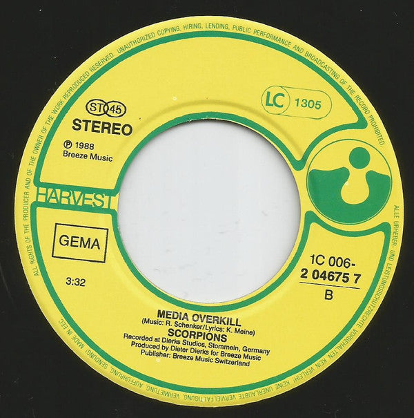 Scorpions : Still Loving You (Remix) (7", Single)
