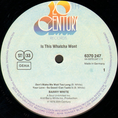 Barry White : Is This Whatcha Wont? (LP, Album)
