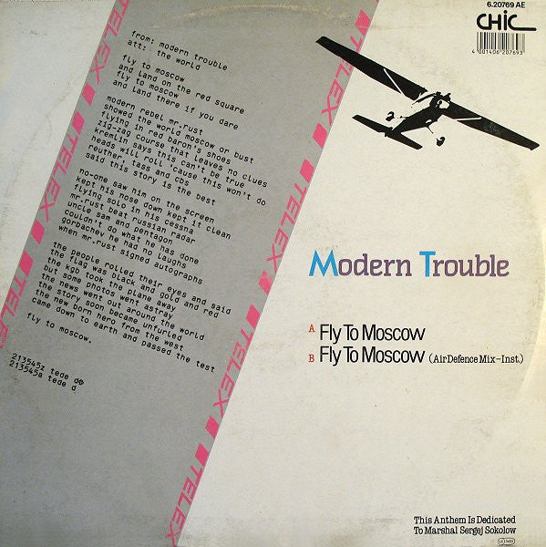 Modern Trouble : Fly To Moscow (12", Maxi, Ltd, Cle)