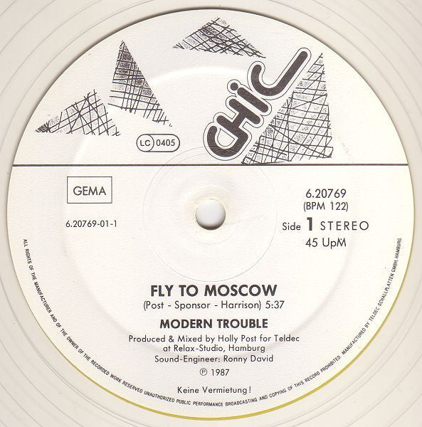 Modern Trouble : Fly To Moscow (12", Maxi, Ltd, Cle)