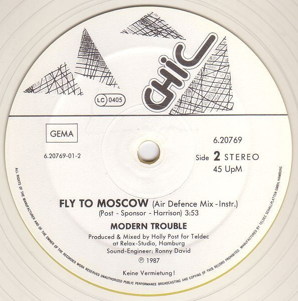 Modern Trouble : Fly To Moscow (12", Maxi, Ltd, Cle)