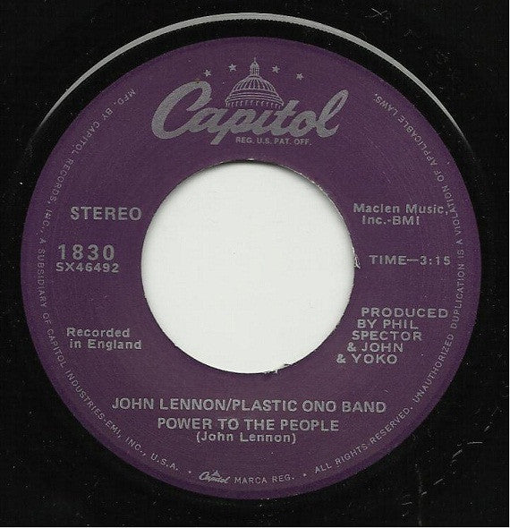 John Lennon / Plastic Ono Band* : Power To The People (7", Single, RE)