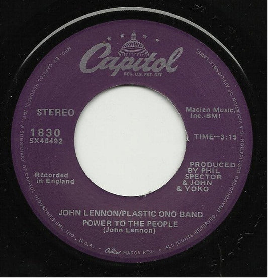 John Lennon / Plastic Ono Band* : Power To The People (7", Single, RE)