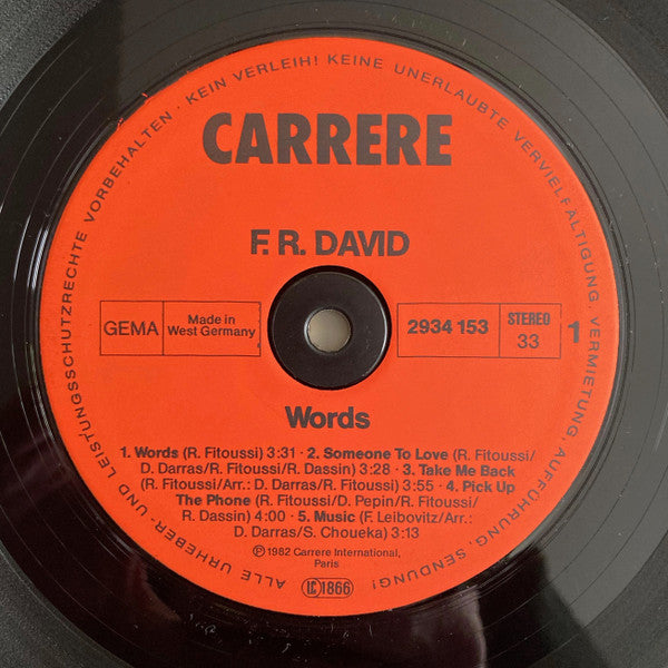 F.R. David : Words (LP, Album)