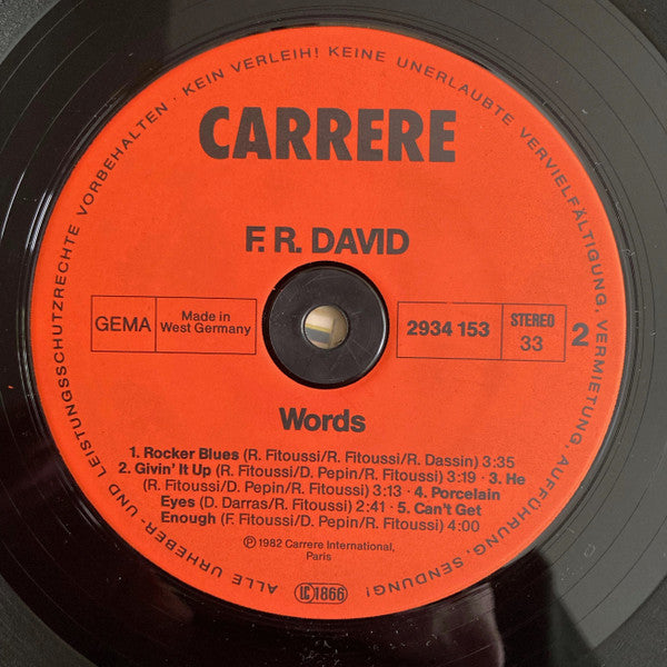 F.R. David : Words (LP, Album)