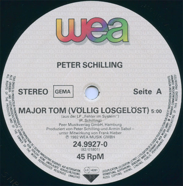 Peter Schilling : Major Tom (Völlig Losgelöst) (12", Maxi, Ltd)