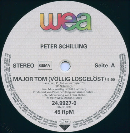 Peter Schilling : Major Tom (Völlig Losgelöst) (12", Maxi, Ltd)