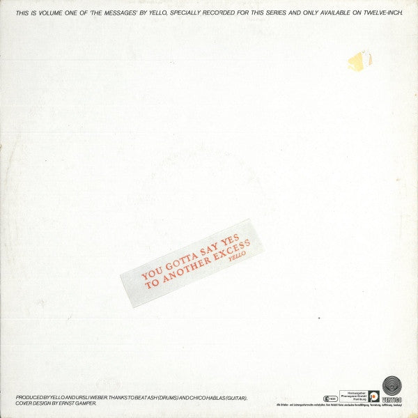 Yello : You Gotta Say Yes To Another Excess (12", Maxi, Red)