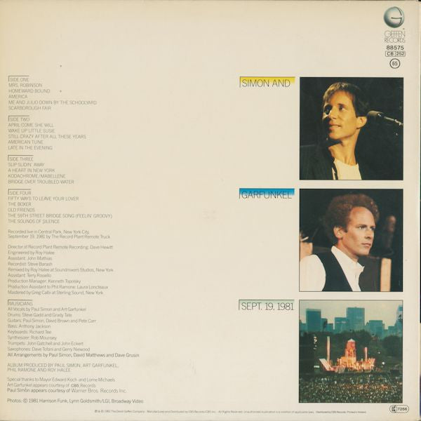 Simon & Garfunkel : The Concert In Central Park (2xLP, Album, Bla)