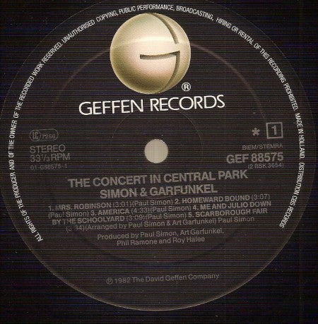 Simon & Garfunkel : The Concert In Central Park (2xLP, Album, Bla)