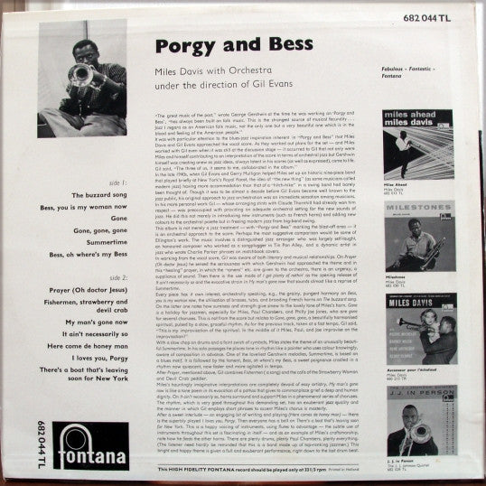 Miles Davis : Porgy And Bess (LP, Mono)