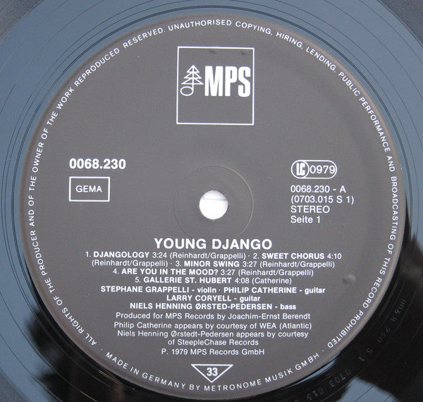 Stephane Grappelli*, Philip Catherine, Larry Coryell, Niels-Henning Ørsted Pedersen : Young Django (LP, Album)
