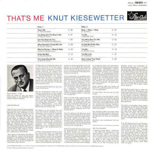 Knut Kiesewetter : That's Me (LP, Album)