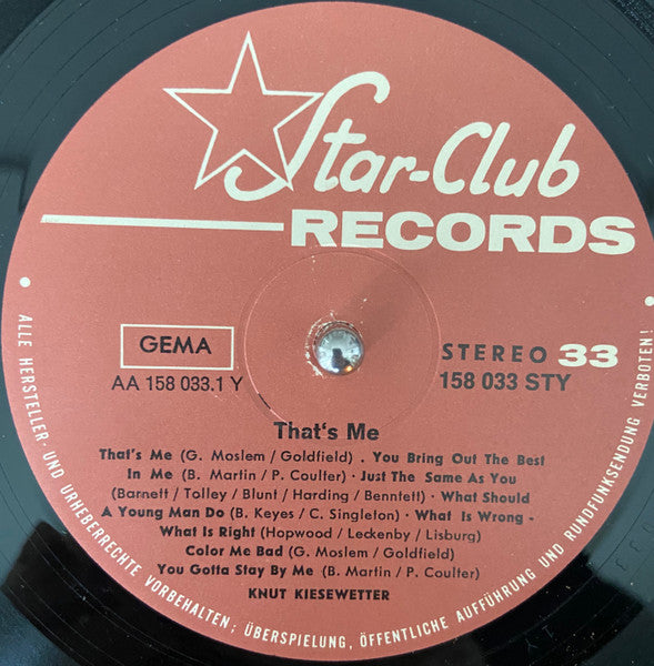 Knut Kiesewetter : That's Me (LP, Album)