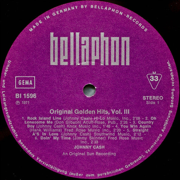 Johnny Cash And The Tennessee Two* : Original Golden Hits Volume III (LP, Comp, RE)