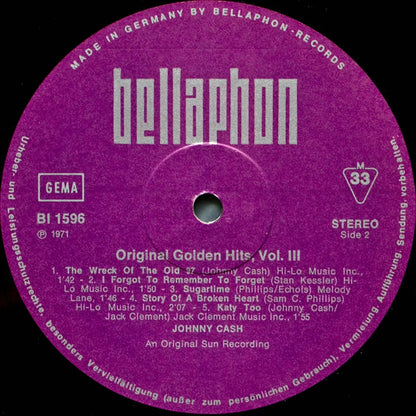 Johnny Cash And The Tennessee Two* : Original Golden Hits Volume III (LP, Comp, RE)